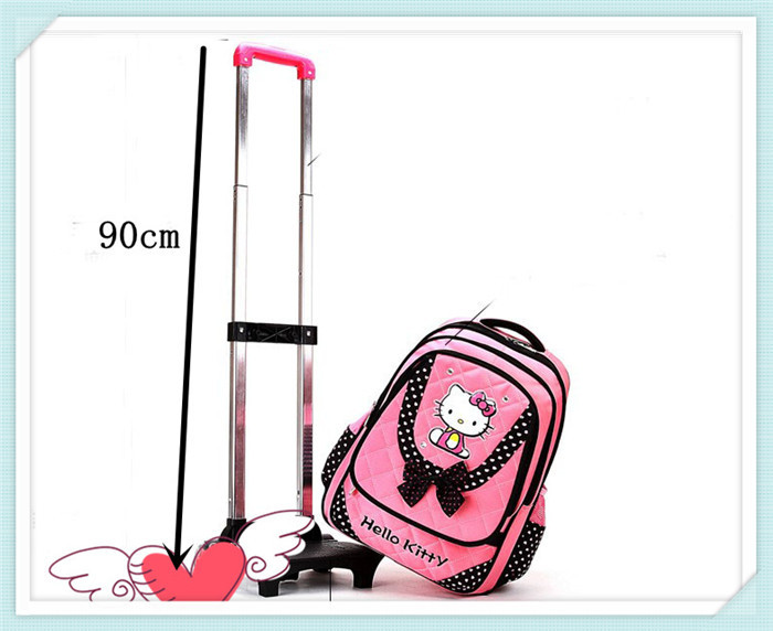 Kitty Children School Bags With Wheels Kids Mochilas Trolley Backpacks ...