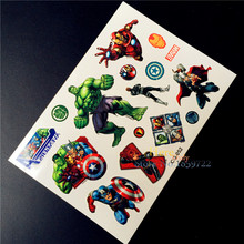 Movie Superheros Union Child Flash Tattoo Avengers Stickers HCG-052 Waterproof Temporary Tattoo Marvel For Kids Captain America