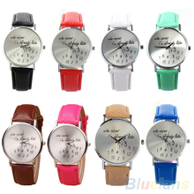 Women Watch Who Cares Faux Leather Band Quartz Date Round Dial Analog Wrist Watch 2LJH