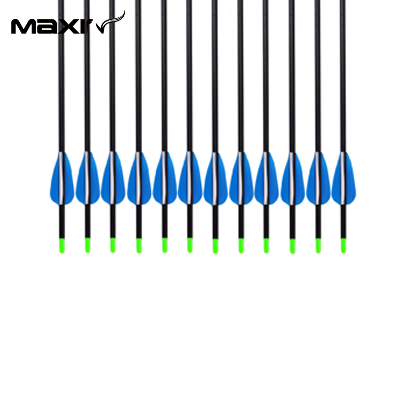 Maxin 12x 32 Inch Archery Target Practice Steel Point 100 Pure Carbon Arrows 4 2mm Inner