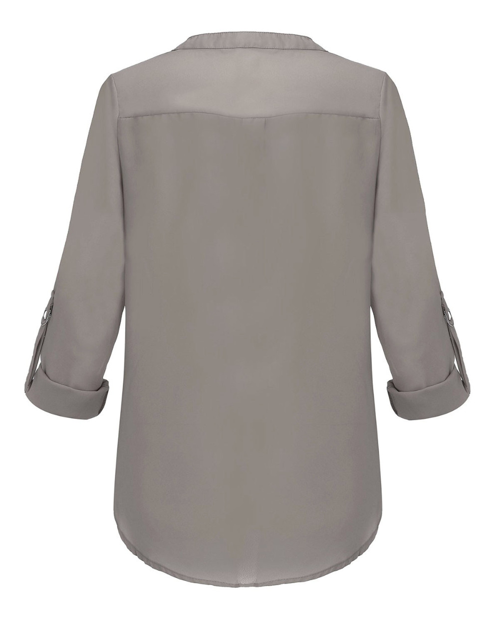 Zanzea 2018 Spring Women V Neck Chiffon Blouse Tops Fashion OL Style Fold Long Sleeve Casual Gray Blouses Plus Size Blusas Shirt aeProduct.getSubject()
