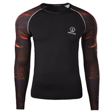 Autumn Sport Man T Shirt Quick Dry Long Sleeve Slim Elastic T-shirt Fantasy Tatoo Sharp Looking Exercise Breathable Men Clothing