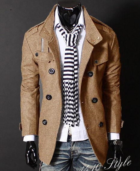 2015 Fashion Men\'S Double-Breasted Wool Coat Jacke...