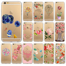 TPU Case For iPhone 4 4S Colorful Flower Pattern Painted Transparent Soft TPU Cover Mobile Phone Shell Back Case