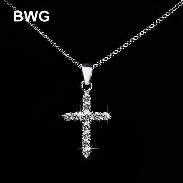 Vintage Crystal Cross Necklaces Pendants Silver Plated Zircon Jewelry Collares Mujer Statement Colar For Women Gift