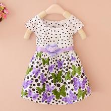 Summer Baby Girls Kids Short Sleeve Dress Polka Dots Butterfly Princess Dresses