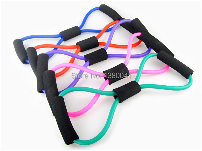 2PCS yoga Tube body bands elastic spring exerciser Resistance Bands 8 shaped chest developer latex chest