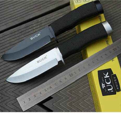 BUCK 56HRC 5Cr15MoV Fixed Blade Knife Outdoor Survival Camping Hunting Rescue Tool Black White Color