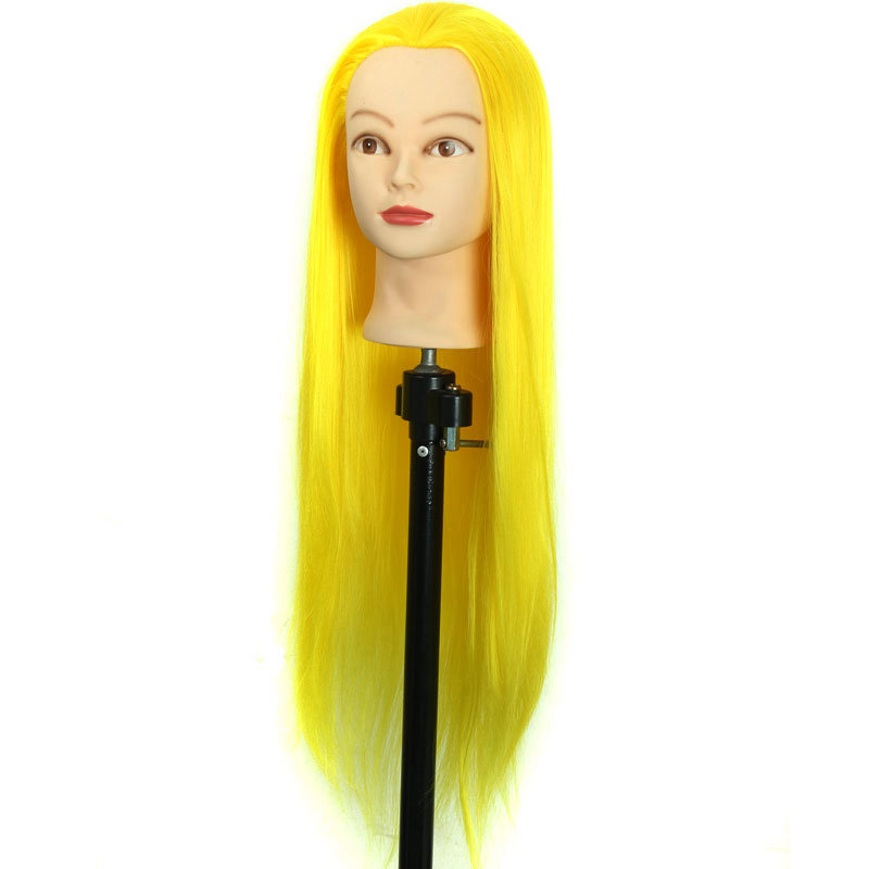 Yellow Hair Training Head 100Synthetic Hair Styling Mannequins Head
