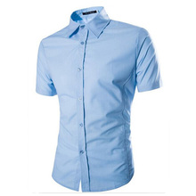 2015 New Summer Men Clothes Shirts Short Sleeve Lapel Shirts Male Dress Shirt Business Slim Fit Design Camisa Size M-XXL