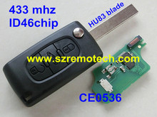 CE0523 Cheap 2 button flip remote key Citroen 433mhz with ID46 Chip VA2 307 Blade for CITROEN C2 C3 C4 C5 C6 Car Alarm Keyless