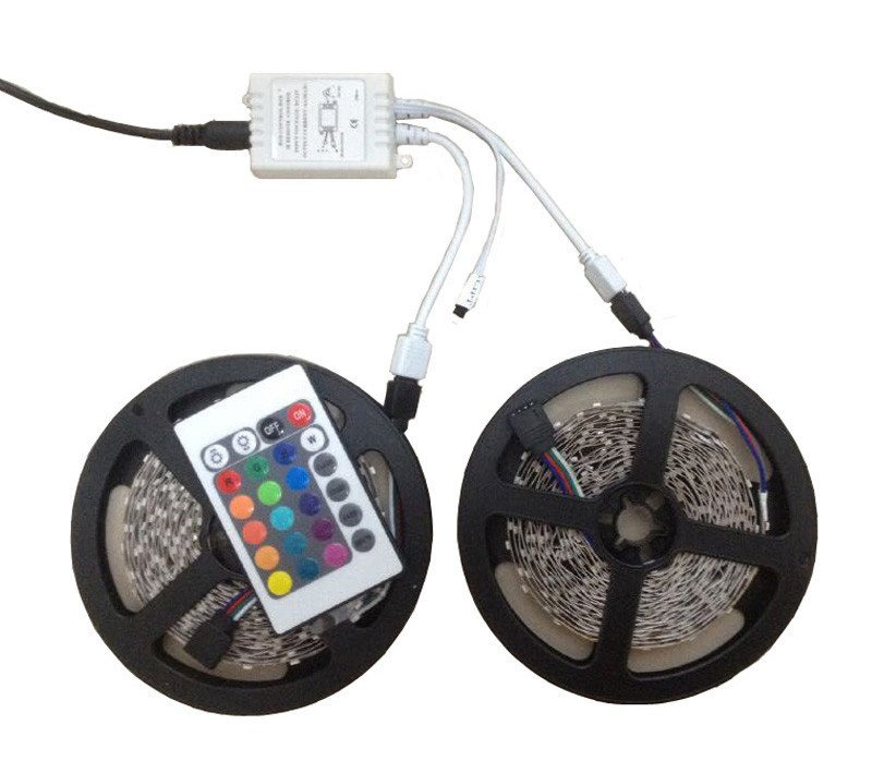 3528 5050 RGB led strip Cold white Warm white blue red green yellow with remote control and power adapter (11)