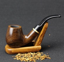 10 Tools Set Bent Wooden Pipe 9mm Filter Tobacco Pipe Ebony Wood Smoking Pipe Best Smoking Tool SP019