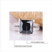 Bulk Lots 6 Pieces JV0698 Party Gift Yin black Onyx 9x9mm Square Stone Silver Fashion Ring