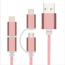 Universal 2 in 1 Mobile Phone Nylon USB Data Cable For IOS iPhone5 5S 6 6S Plus/Android Cell Phone For Samsung /Huawei/HTC/Nokia