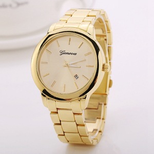 Geneva men s fashion rose gold diamond gold watch business strip three eye quartz watch