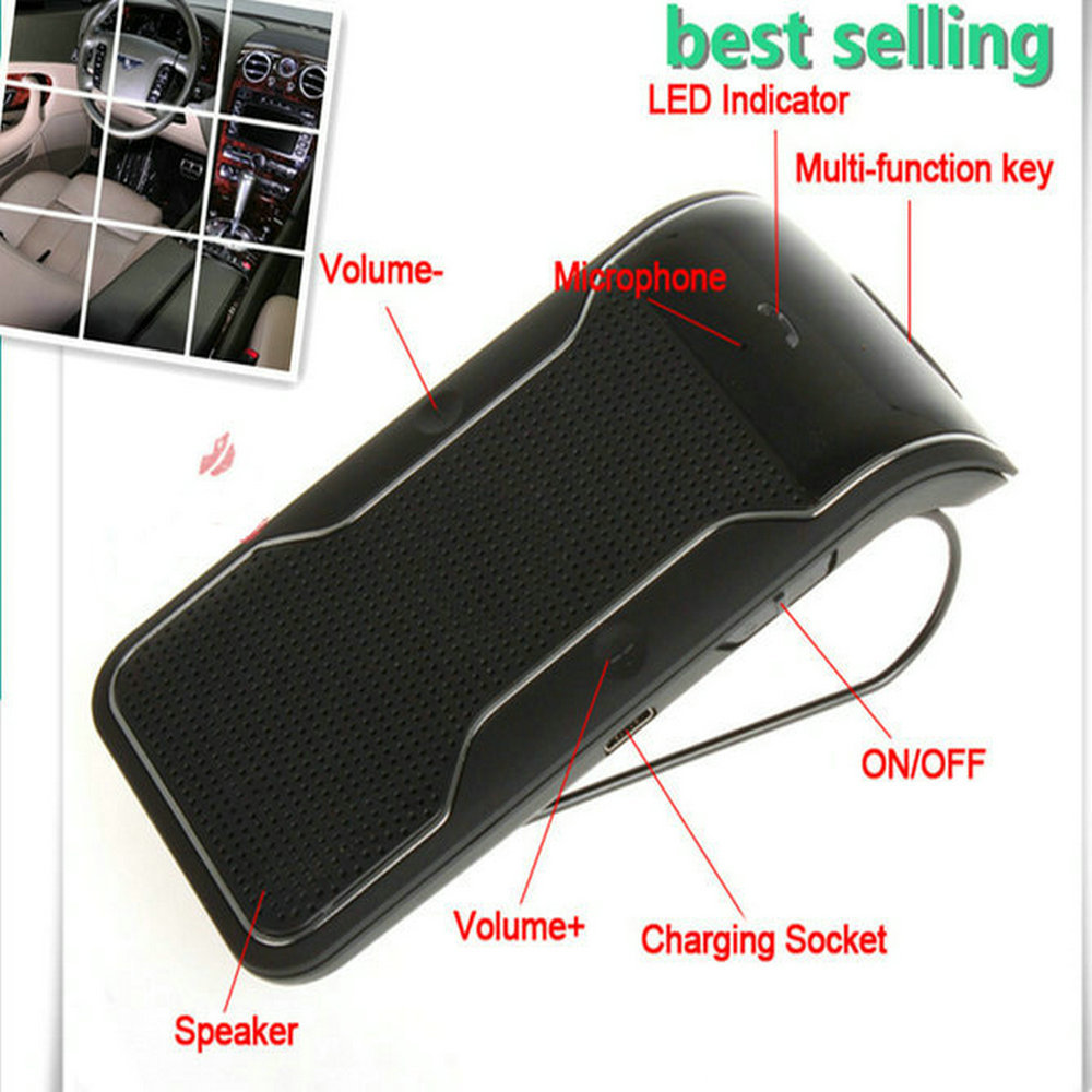 Dual standy MS Multipoint Wireless Bluetooth Handsfree Speaker Phone Car Kit+Car Charger Bluetooth Hands free Kit,Free Shipping