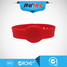 Red Colour Free shipping(6 pcs)13.56MHz Waterproof RFID Wristband Ntag 203 NFC Silicone Bracelet for Access Control