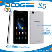 NEW Smartphone Doogee X5  MTK6580 Quad Core 1.5GHz 5.0Inch HD 1GB RAM+8GB ROM Dual SIM WCDMA 8.0MP Camera 2400mAH Android 5.1