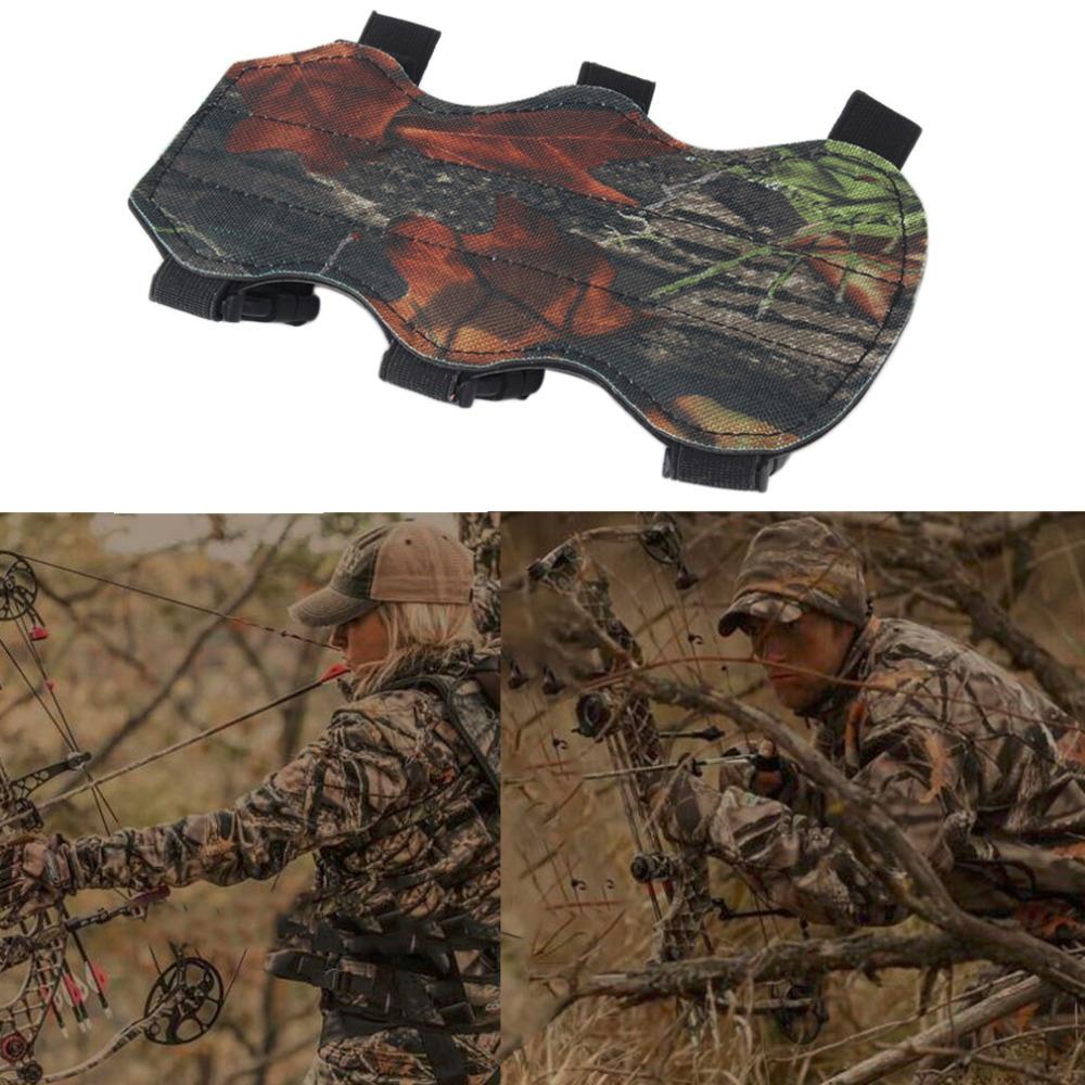 Archery Bow Arm Guard Protection Forearm Safe 3 Strap Camo Leather New