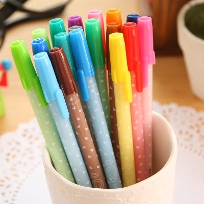 18 colors available 18pcs/lot New Cute Kawaii Korea Novelty Gel pen Colorful Cores Stationery Gift Toys Free shipping
