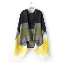 za Winter 2015 Tartan Scarf fashion Plaid Scarf Women Blanket Oversized Wrap Shawl Cozy Checked Yellow Factory