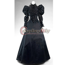 Free Shipping Custom-made Elegant Medieval Victorian Costume Black Gothic Evening Costume