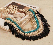 2015 Collier Femme Statement Bohemian Resin Beads Collares Necklaces Pendants Gold Choker Colar for women jewelry