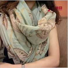 HR27 Voile summer style desigual long Korean fashion flower print voile scarf women scarves shawls desigual
