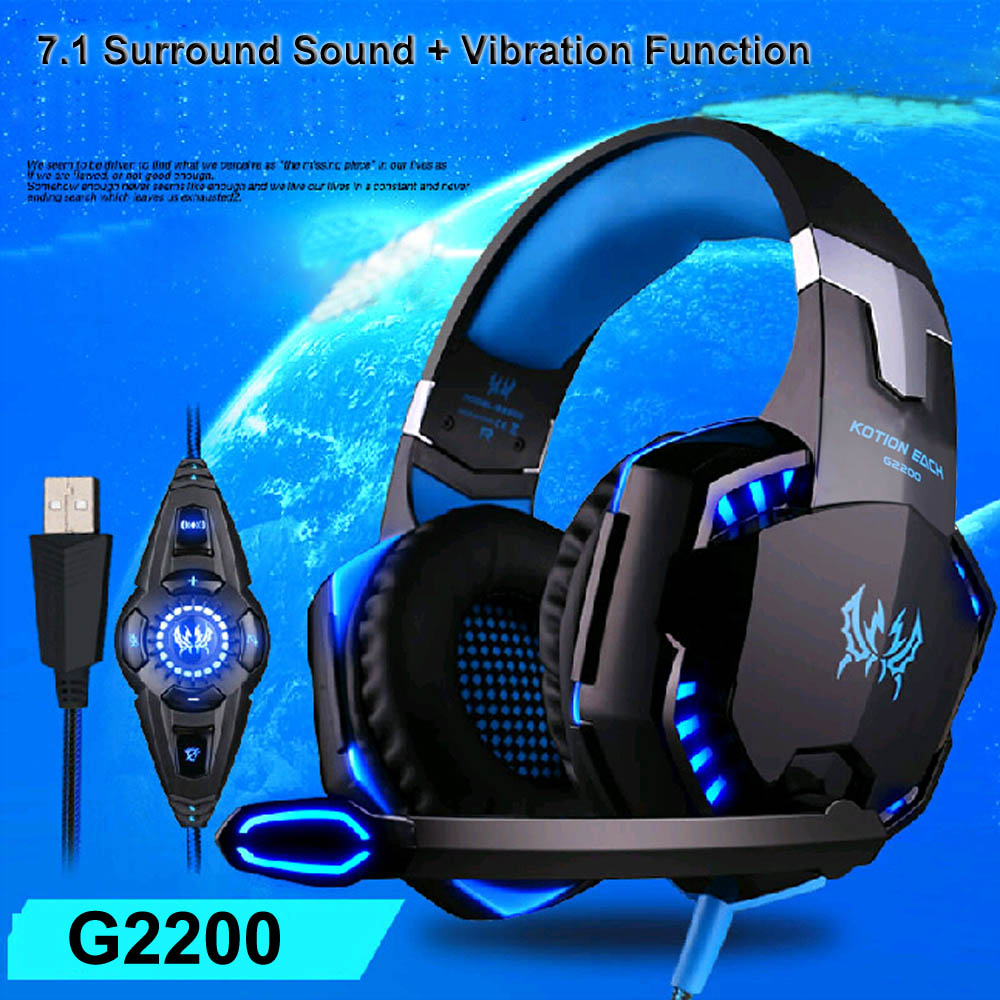 Update From EACH G2000 KOTION EACH G2200 Gaming Headphone Headset Earphone USB 7.1 Surround Sound Version Vibration with Mic