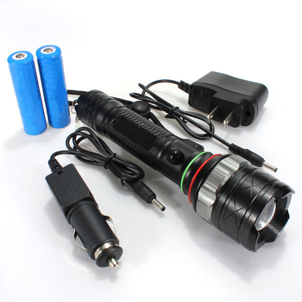 2200LM Waterproof Zoomable CREE XM L T6 LED Torch Flashlight 2X 18650 Rechargeable Battery 1x car