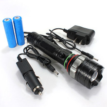 2200LM Waterproof Zoomable CREE XM-L T6 LED Torch Flashlight+2X 18650 Rechargeable Battery+1x AC car charger+1x wall charger