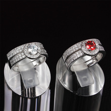 ruby jewelry 925 silver filled bridal ring Set Cubic Zircon diamond Engagement bijoux Wedding accessories for