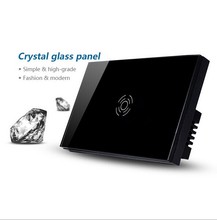 Smart Home Touch Control Electric Doorbell Switch , Crystal Glass Panel Wall Switch with blue LED backlight — US Model