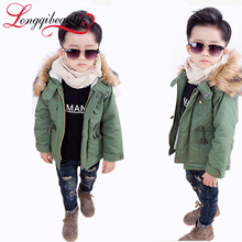 2015 New Boys Jackets Winter Coat Solid Long Sleeve Boys Coat Hooded Kids Clothes Fashion Thick Warm Children Clothing 2 Colors