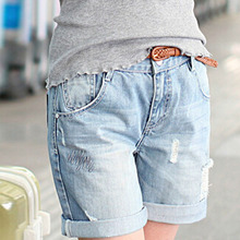 2016 Fashion New Destroyed Jeans Shorts Women blue Denim hot Shorts for Woman Spring Summer short pants h460
