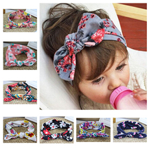 1 PC Baby Girls Toddler Infant Newborn Flowers Print Floral Bow Headband Kids Turban Top Knot Baby Headband Hair Accessories
