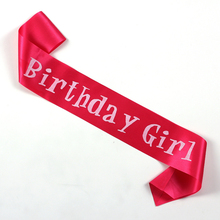 Party decoration Birthday girl sash pink purple and black Satin ribbon match party dress for happy birthday invitations