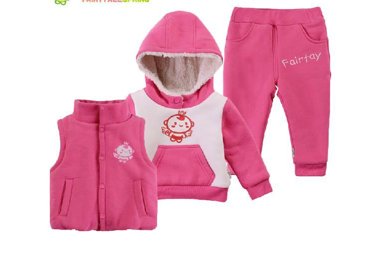 Children autumn and winter three pieces sets clothing girls and boys clothing