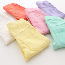 2016 Fashion Summer Girls Pants Elestic Waist Children Kids Jeans Pants Candy Color Causal Jeans For Girls leggings F104