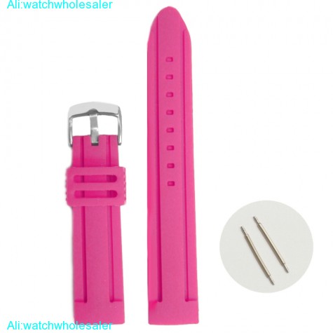 20mm Deep Pink Color Silicone Jelly Rubber Ladies Watch Band Straps WB1072N20JB
