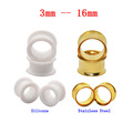 2Pair Stainless Steel Tragus Earring Ear Piercing Gold Ear skin Tunnels Plugs Silicone Cartilage Body Jewelry