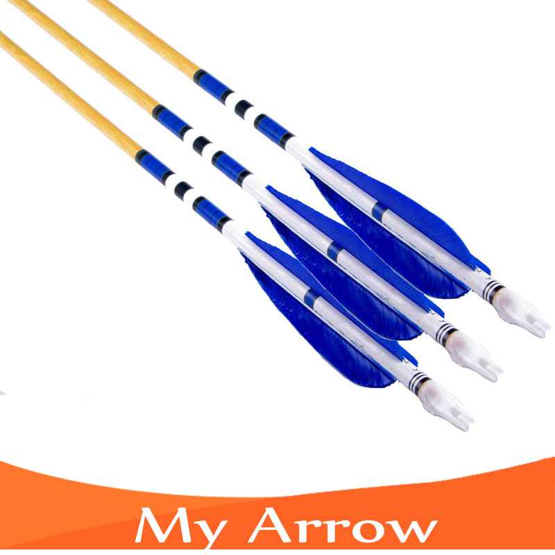 New 3pcs Longbow Wood Arrow Shafts Traditional Wooden Arrows For Compound Bow 80cm Archery Wooden Arrows