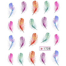 New Arrival Hot Colorful Beautiful Leopard Water Transfer Stickers Nail Art Tips Feather Decals Drop Shipping