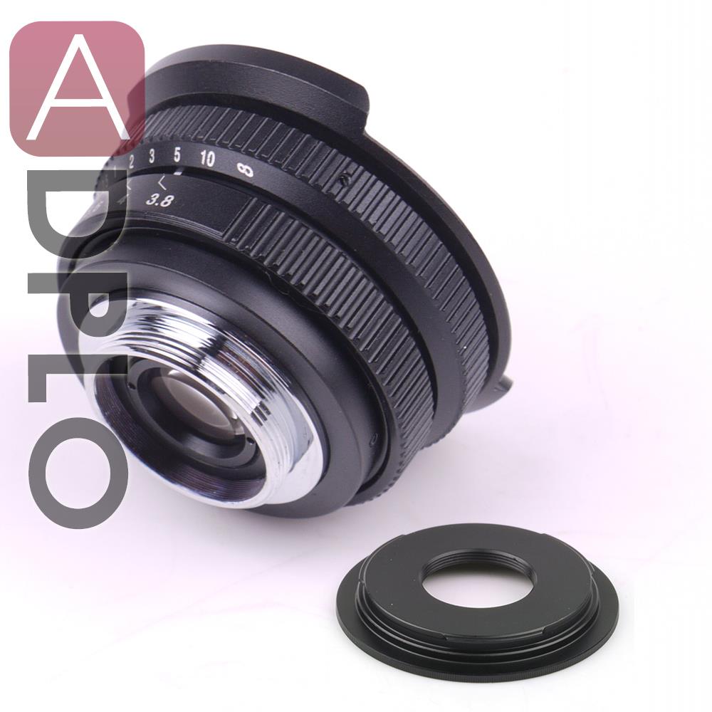Fish eye Lens 8mm F3.8 For C Mount Camera + C to Micro M4/3 / NEX / N1 / Pentax Q /Fuji / M M2 Adapter Ring For DSLR Camera