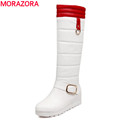 New fashion women knee high boots Russia keep warm black and white color snow boots fashion