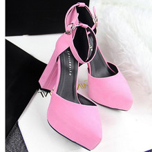 2015 Brand Women Shoes Bridal Platform Suede Career Sandals Sexy Woman Pumps Ladies Pointed Toe High