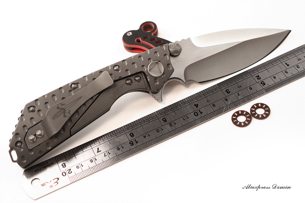Microtech DOC Blade Titanium Handle Built bearing Custom Flipper Knife Strike CF Camping Tactical survival Knives