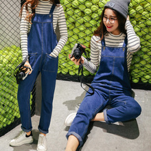 Women Denim Jumpsuit 2016 Spring Summer Casual All Match Jeans Fashion Loose Pockets Jeans Overall Women Clothing