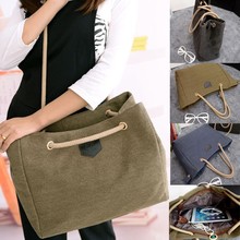 2015 New Canvas Handbag Personality Contracted Large Bag Single Or Double Rope Shoulder Bag For Woman